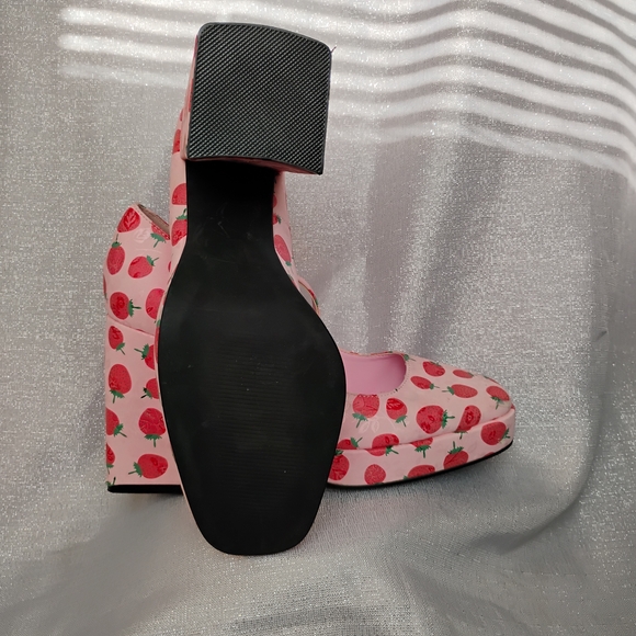 Nasty Gal Pink Strawberry Mary Jane Platform Heels - Picture 4 of 7